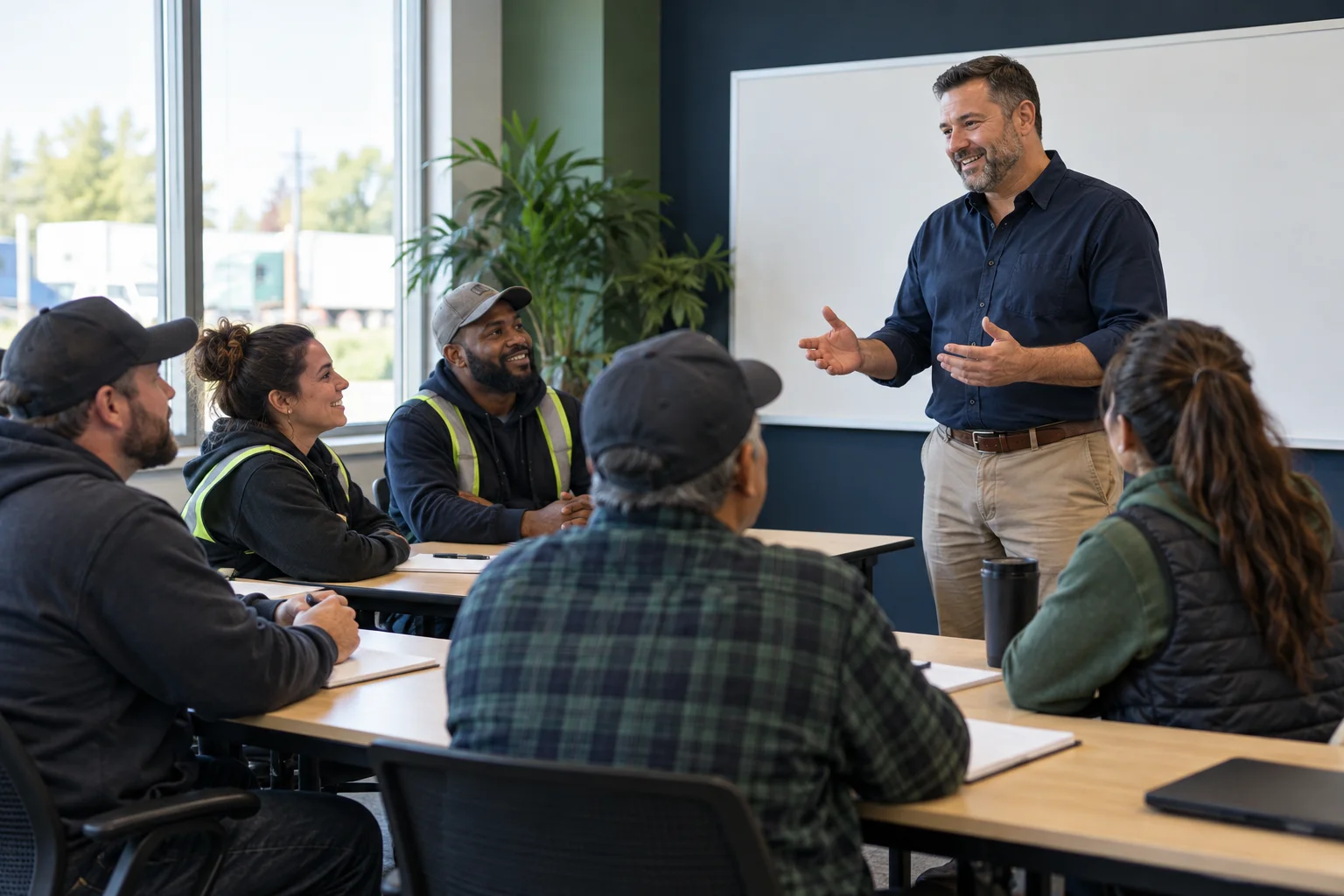 Driver training session in a classroom